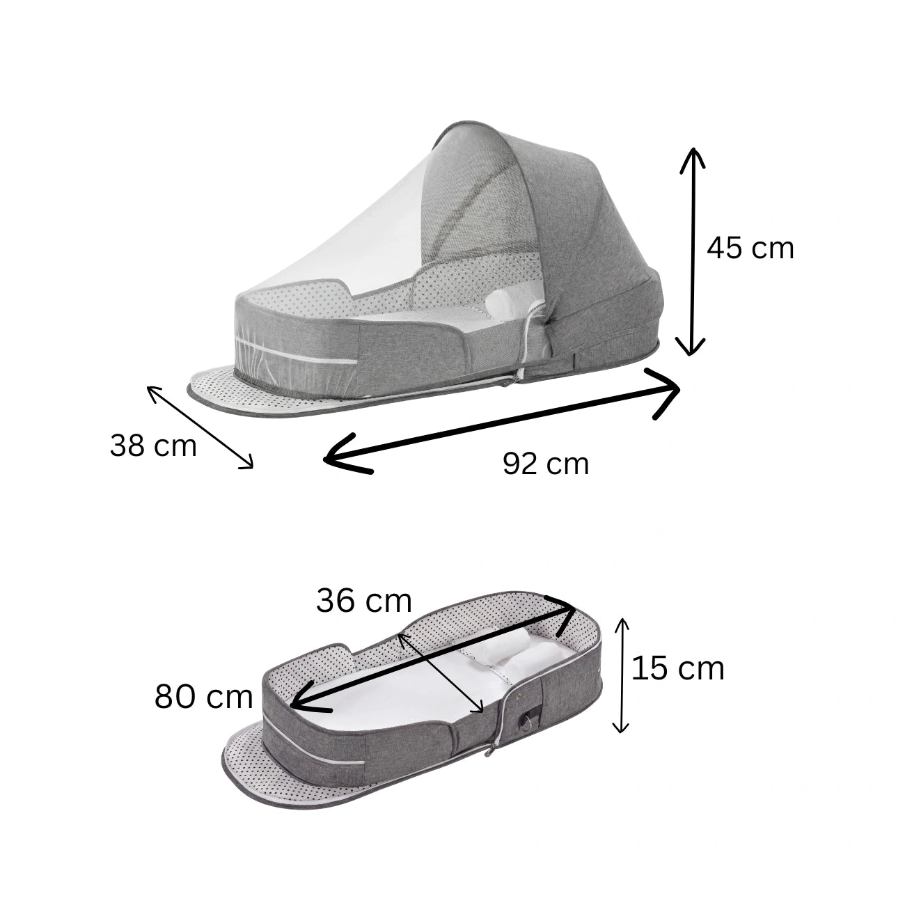 Baby Nest Travel Cot – Foldable with Sun Canopy 0-12 Months