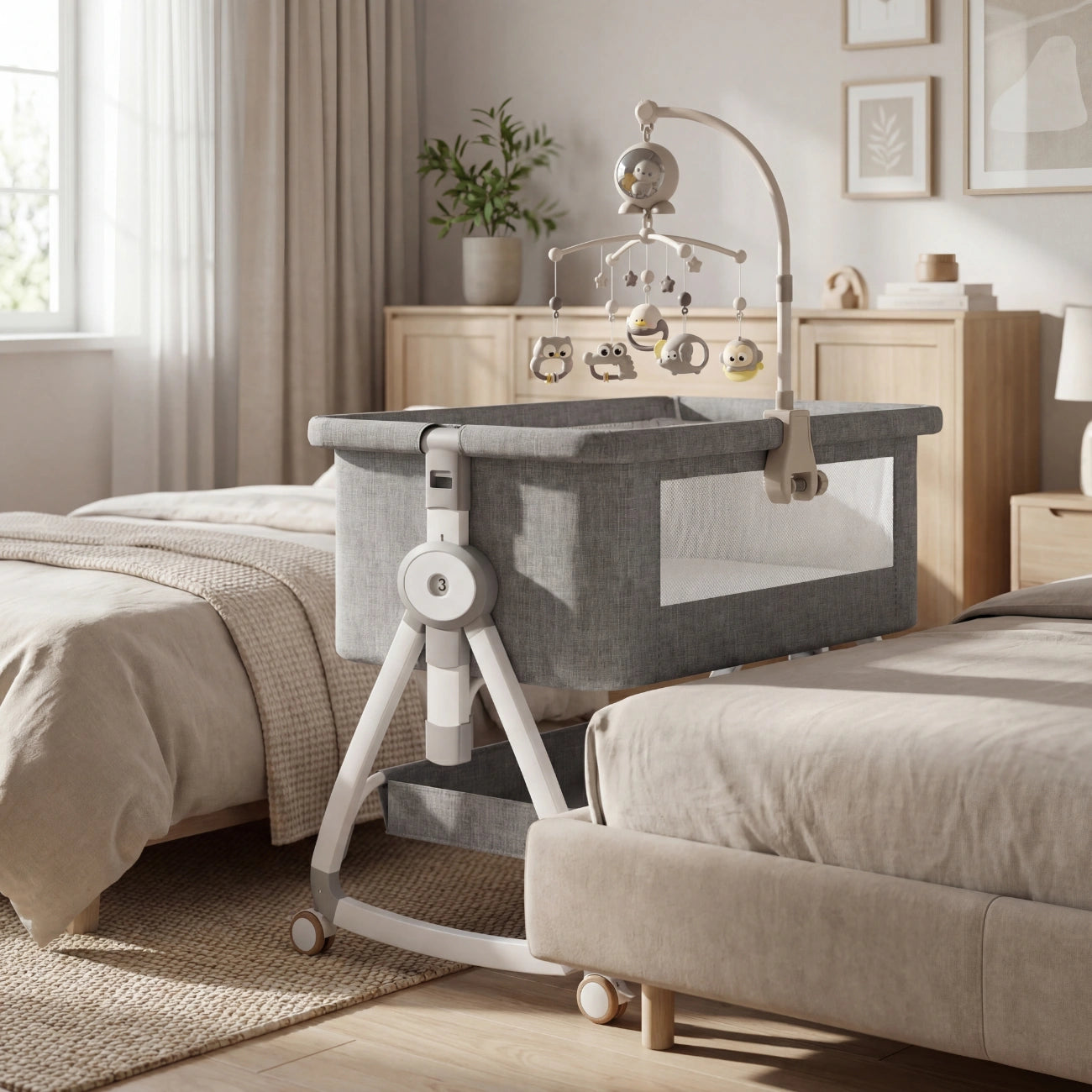 Luxury Adjustable Baby Cot - Bedside Co-Sleeper