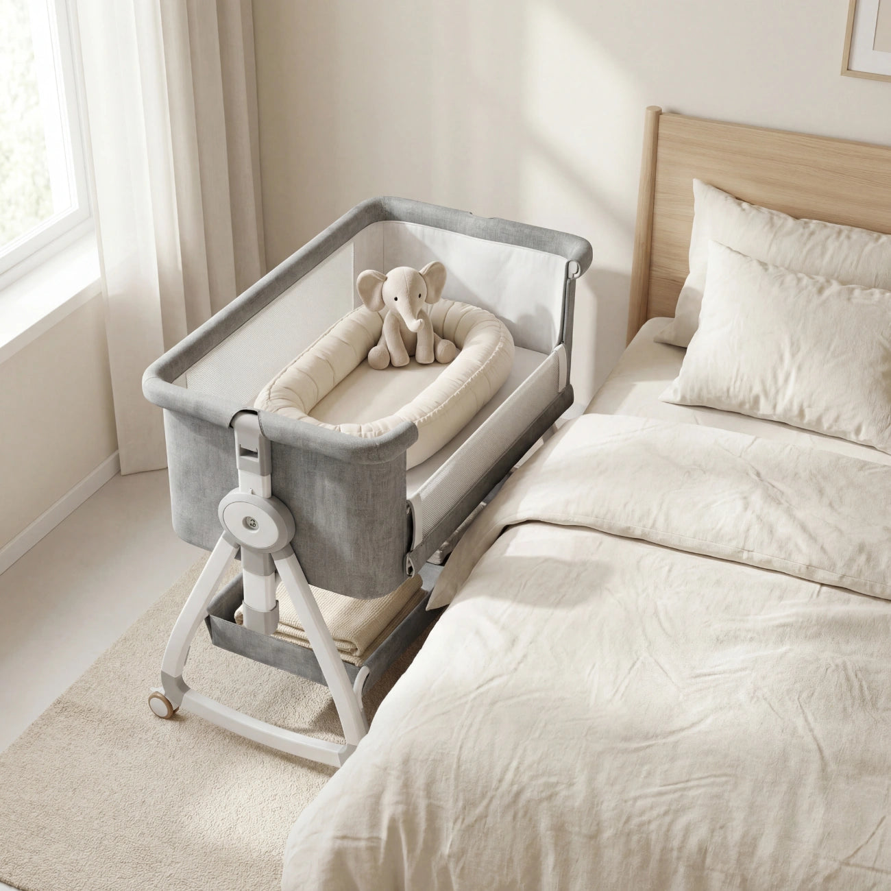 Luxury Adjustable Baby Cot - Bedside Co-Sleeper